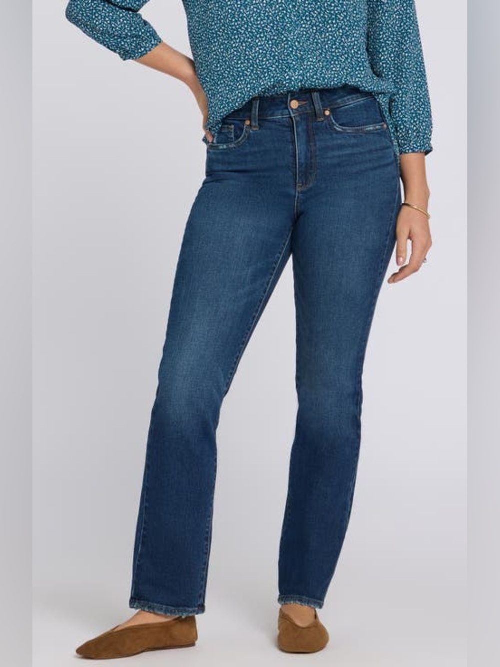 NYDJ High-Rise Straight-Leg about cut Jeans Dark Blue Denim 12